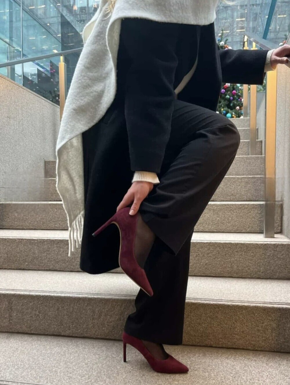 BNWT Tahari Luxe Leather Suede Pointed Toe Stiletto Pump 7.5 Heel Wine Burgundy - Picture 12 of 12